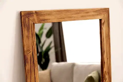 MASİF AHŞAP DİKDÖRTGEN DEKORATİF DUVAR BOY AYNASI 100X40