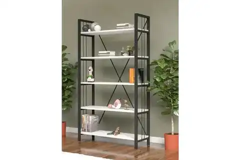 BEGÜM LUX 5 RAFLI METAL KİTAPLIK, BEYAZ