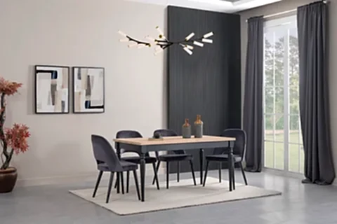 BLACK AHŞAP MASA TAKIMI, 140X80