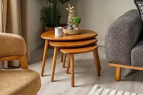 VALENS KAYIN AHŞAP SEHPA TAKIMI, CEVİZ