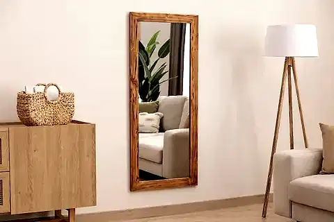 MASİF AHŞAP DİKDÖRTGEN DEKORATİF DUVAR BOY AYNASI 100X40