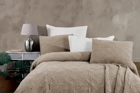 MELBA ÇİFT KİŞİLİK YATAK ÖRTÜSÜ TAKIMI, BEJ