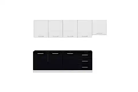 MİNAR  ELA 300 CM MUTFAK DOLABI BEYAZ ANTRASİT 300-A11