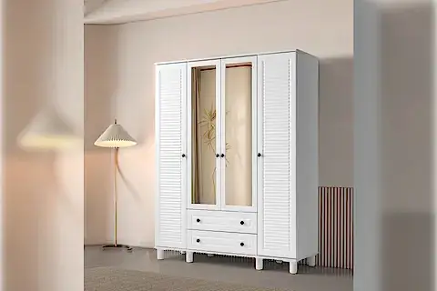 HİRA GARDIROP, BEYAZ, 4 KAPAKLI