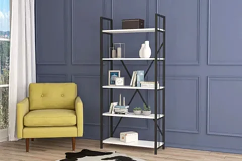 BEGÜM LUX 5 RAFLI METAL KİTAPLIK, BEYAZ