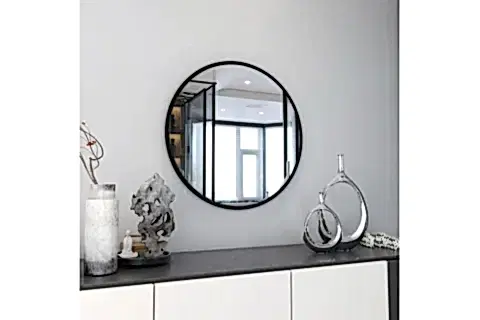 MARSAH HOME METAL ÇERÇEVELİ YUVARLAK AYNA, SİYAH, 70X70
