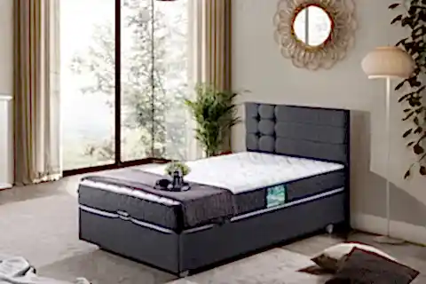 VİYANA BAZA BAŞLIK LETTO YATAK SETİ, ANTRASİT, 90X190