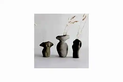 RENKLİ ÜÇLÜ SET TERRACOTTA GÖVDE ŞEKİLLİ VAZOLAR BOHEM