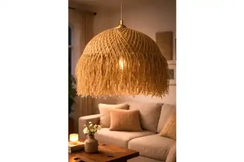 BOHEM HANDMADE TEKLİ SARKIT AVİZE, JÜT NATİVA