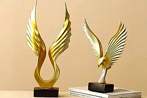 SOYUT KANAT ANKA KUŞU OBJE SET, GOLD