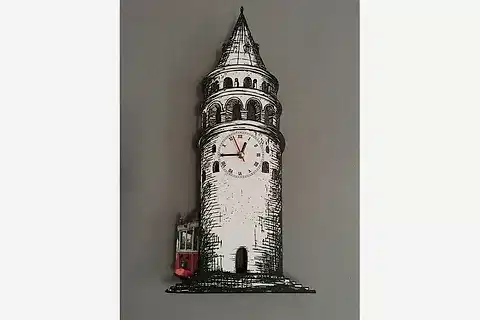 GALATA KULESİ DEKORATİF SARKAÇLI DUVAR SAATİ