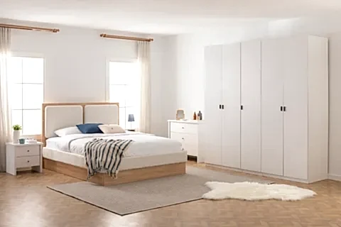 LUNA NOX, PANDİA YATAK ODASI TAKIMI, BEYAZ, 5 KAPAKLI
