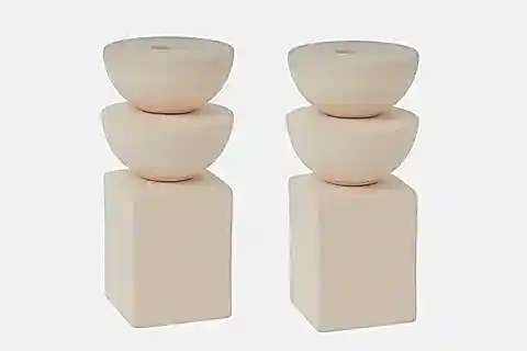 İSKANDİNAV ÜÇ KATLI MUMLUK SET, KREM