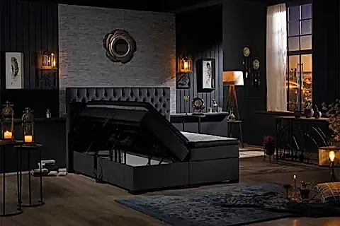 LEİLA KUMANDALI BAZA BAŞLIK YATAK SETİ, ANTRASİT, 90X200