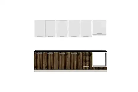 MİNAR BADE 300 CM MUTFAK DOLABI BEYAZ DORE 300-D6
