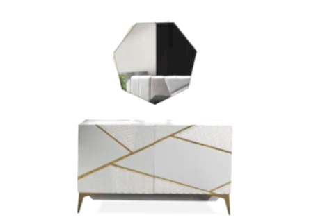 DİAMOND ŞİFONYER VE AYNA, KREM GOLD, 3 ÇEKMECELİ