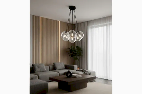 GLASS WORLD AVİZE, SİYAH ŞEFFAF CAMLI