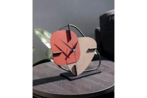 BRAZİL METAL MASA SAATİ, KREMİT KAHVE, 25X22 CM