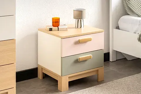 MOKİDO KOMODİN, 2 ÇEKMECELİ, PEMBE YEŞİL