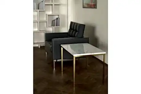 SHİNY YAN SEHPA, PİRİNÇ AYAK, BEYAZ MERMER TABLA