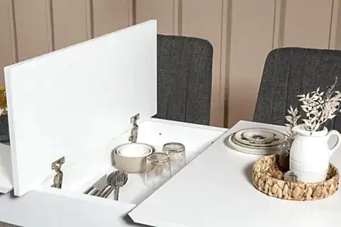 VİNA DİKDÖRTGEN AÇILIR MASA, BEYAZ, 129X80