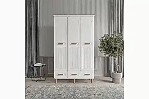 SAFİR GARDIROP  BEYAZ, 3 KAPAKLI
