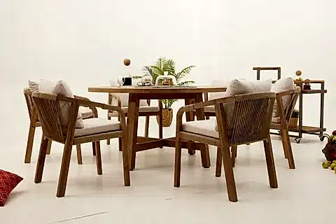 MONTE CARLO YUVARLAK MASA TAKIMI, 6 KİŞİLİK, KREM