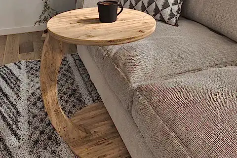 CLEO TEKERLEKLİ C SEHPA TEKERLEKLİ YAN SEHPA, ÇAM