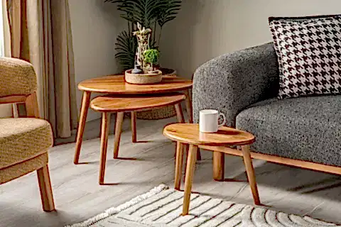 VALENS KAYIN AHŞAP SEHPA TAKIMI, CEVİZ