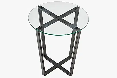 LENNY YAN SEHPA SİYAH METAL AYAK ŞEFFAF CAM TABLA