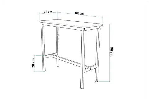 MOLA DİKDÖRTGEN MUTFAK MASASI, BAROK SİYAH, 40X100