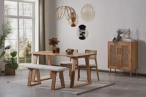 ZEUS AHŞAP YEMEK ODASI TAKIMI, BEJ