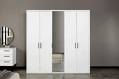 LİFE GARDIROP, BEYAZ, 5 KAPAKLI