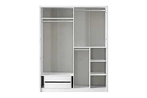 LİFE GARDIROP, BEYAZ, 4 KAPAKLI, ÇEKMECELİ