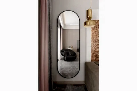 MARSAH HOME ÇİFT TARAF OVAL METAL ÇERÇEVELİ AYNA, SİYAH