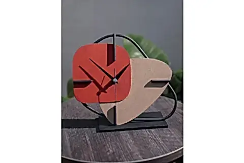 BRAZİL METAL MASA SAATİ, KREMİT KAHVE, 25X22 CM