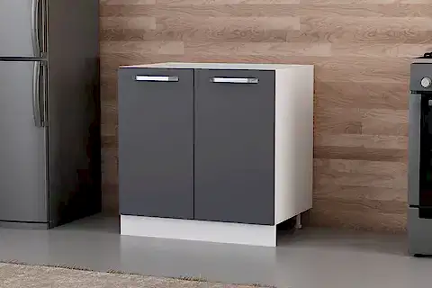 MİNAR MUTFAK DOLABI ALT MODÜL, BEYAZ ANTRASİT, 80X82