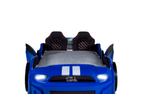 MUSTANG ARABALI FULL LEDLİ KUMANDALI MÜZİKLİ YATAK, MAVİ