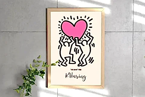 KEITH HARING AHŞAP ÇERÇEVELİ TABLO TAKIMI, DOKUZLU