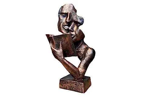 KİTAP OKUYAN MASK OBJE BAKIR ESKİTME