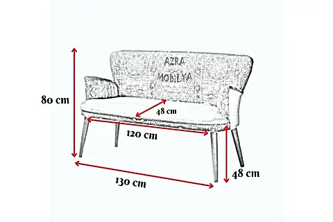 ETNİK DESEN ÇAY SETİ KOLTUK TAKIMI, CEVİZ AYAK, YEŞİL DESENLİ