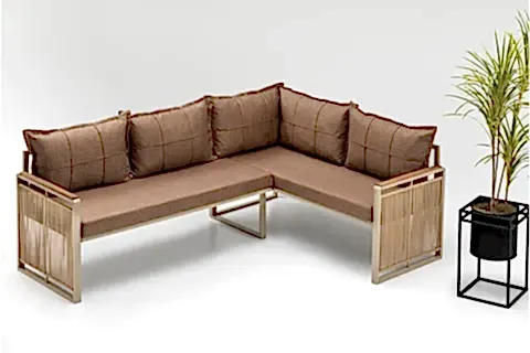 ALASKA MASALI PUFLU BAHÇE BALKON TAKIMI, KAHVE