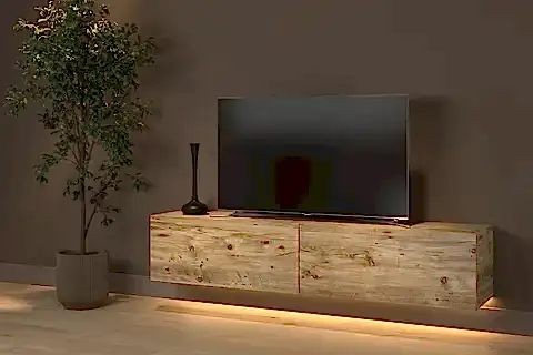 RAMİ LED IŞIKLI TV SEHPASI, MİNİFİKSLİ ATLANTİK ÇAM