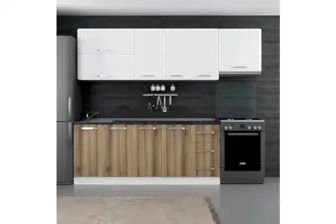 MİNAR DEFNE 260 CM MUTFAK DOLABI BEYAZ DORE 260-D4