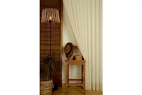 FANTEZİ BUKLE ORTA SIK PİLE TÜL PERDE, NATUREL, 100X260