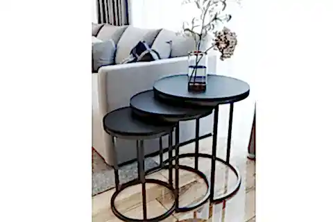 TUBİHOME ZİGON SEHPA TAKIMI, YUVARLAK, SİYAH