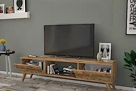 EMRE TV ÜNİTESİ, AHŞAP AYAKLI, ATLANTİK ÇAM, 140 CM