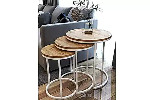 TUBİHOME ZİGON SEHPA TAKIMI, YUVARLAK, MEŞE