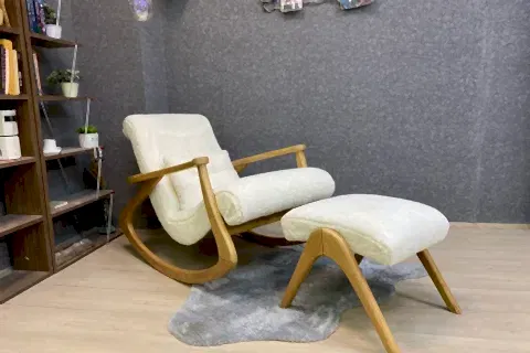 ASEDİA EKOL SALLANAN SANDALYE, TEDDY KREM, NATUREL AYAK