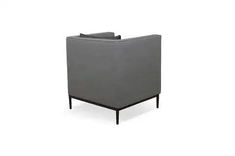 SERDUR SUNİ DERİ SİYAH METAL AYAKLI TEKLİ KANEPE, GRİ